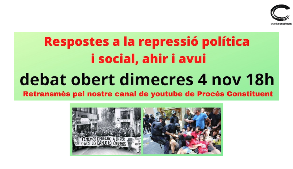 Debat obert: respostes a la repressió política i social  amb Anaïs Franquesa (Centre Irídia), Jaime Palomera (Sindicat Llogateres) i Sara Cuentas  (Escola Feminista Descolonial)